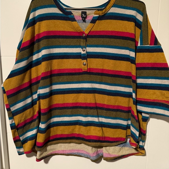 Modcloth Multicolor Striped V-Neck Sweater - Picture 1 of 4